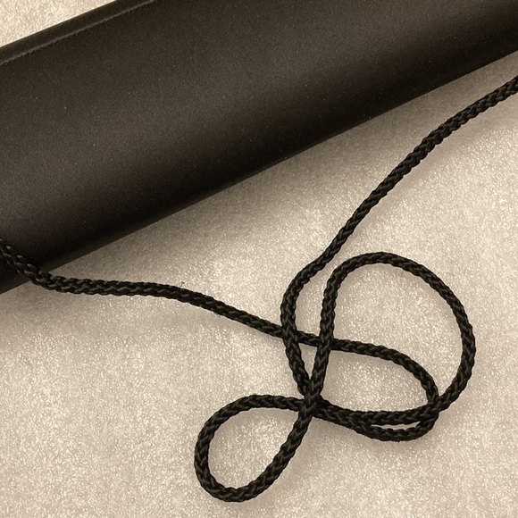 Black Satin Shoulder Evening Bag / Wristlet With Round Crystal Design - Picture 8 of 15